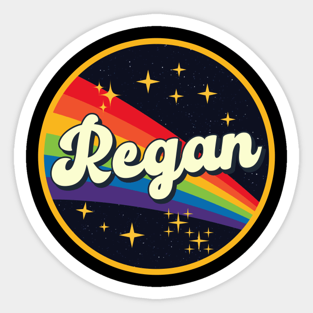 Regan // Rainbow In Space Vintage Style Sticker by LMW Art